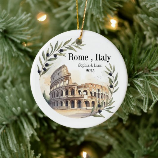 Custom Colosseum Wedding or Honeymoon Keepsake セラミックオーナメント (ツリー)