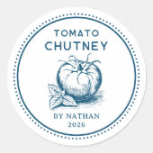 Custom colours tomato chutney canning ラウンドシール (正面)