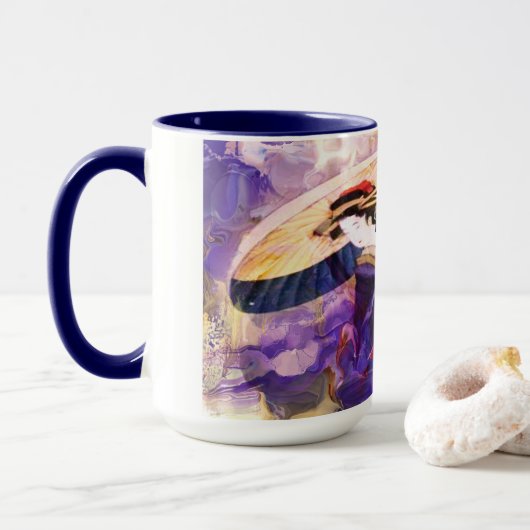 Custom Combo Mug日本のな女性 マグカップ (ドーナツ付き)