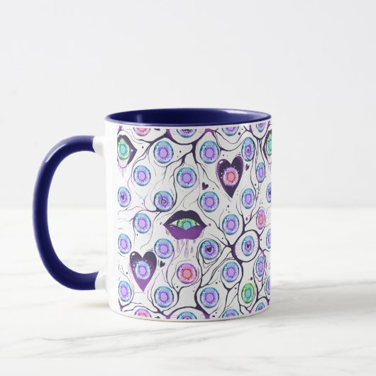 Custom Combo Mug with Unique Eye and Heart Design マグカップ (左)