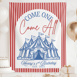 Custom Come ONE Come All Banner for Circus 1st Bir タペストリー
