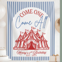 Custom Come ONE Come All Banner for Circus 1st Bir