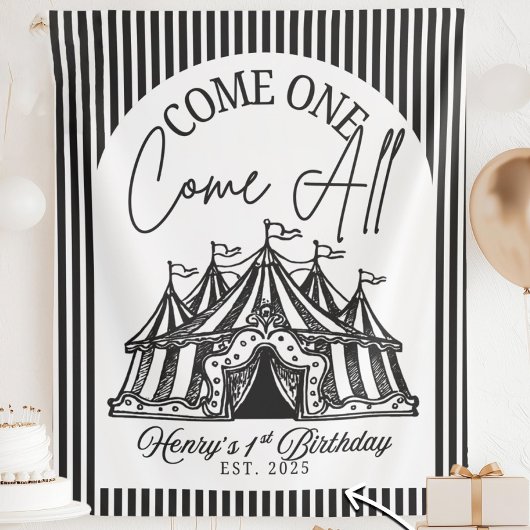 Custom Come ONE Come All Banner for Circus 1st Bir タペストリー