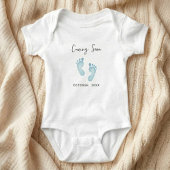 Custom Coming Soon Baby Bodysuit, Blue Footprints ベビーボディスーツ
