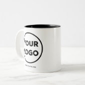 Custom Companyのロゴおよびビジネスウェブサイト ツートーンマグカップ (正面左)