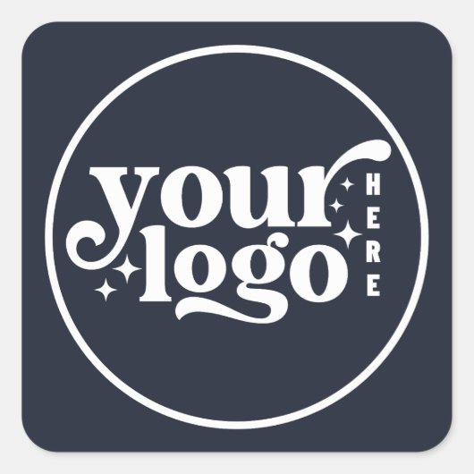 Custom Company Business Your Logo Here Navy  スクエアシール (正面)