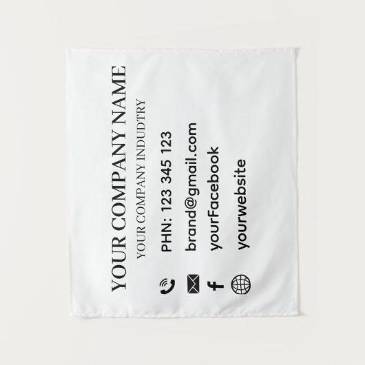 Custom Company Info Text Wall Branding Design タペストリー (正面)