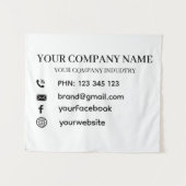 Custom Company Info Text Wall Branding Design タペストリー (正面(横))