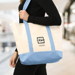 Custom Company Logo Branded Promotional Blue トートバッグ<br><div class="desc">Easily personalize this trendy tote bag with your own business logo and promotional information. Custom branded tote bags are great as corporate gifts for employees,  customers,  and clients. They can also be used to promote your business brand at exhibitions,  conferences or as trade show giveaways. No minimum order quantity.</div>