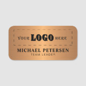 Custom company logo employee faux copper 名札 (正面)