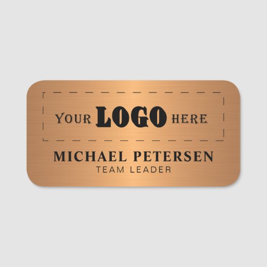Custom company logo employee faux copper 名札 (正面)
