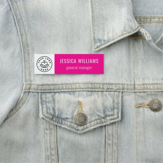 Custom Company Logo Hot Pink Employee 名札 (インサイチュ)