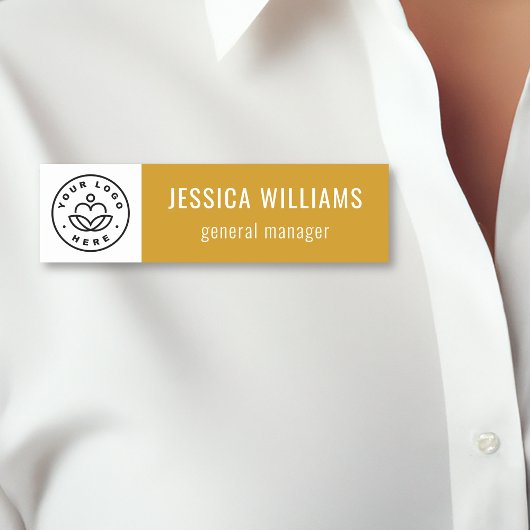 Custom Company Logo Mustard Yellow Employee 名札