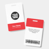 Custom Company Logo Name Title Bar Code バッジ (表裏)