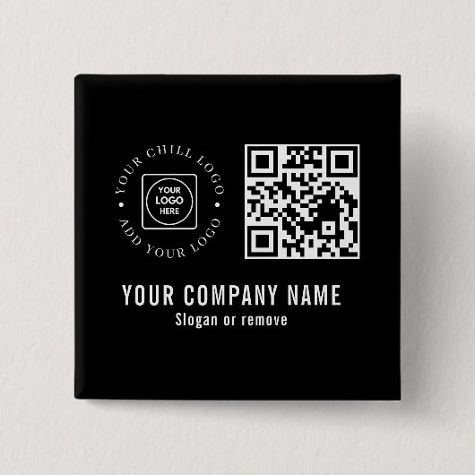 Custom Company Logo QR Code Minimalist Design 缶バッジ (正面)