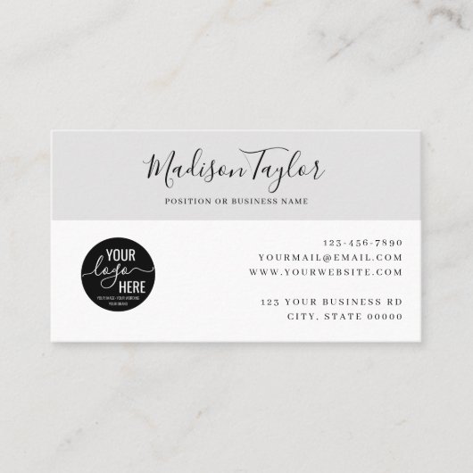 Custom Company Logo QR Code Simple Feminine Gray 名刺 (正面)