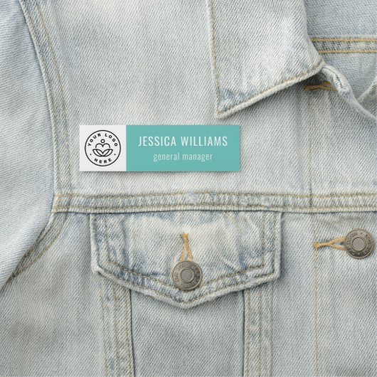 Custom Company Logo Teal Employee 名札 (インサイチュ)