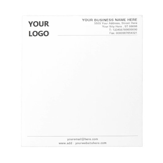 Custom Company Logo Text Branded Notepad Example ノートパッド (正面)