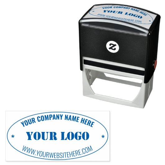 Custom Company Logo Text Info Oval Stamp Example セルフインキングスタンプ (インサイチュ)