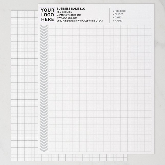 Custom Company Name & Logo | Graph Paper Sheets  レターヘッド (company logo on grid paper, bulk custom graph papers)