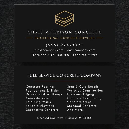 Custom Concrete & Cement Contractor Company 名刺