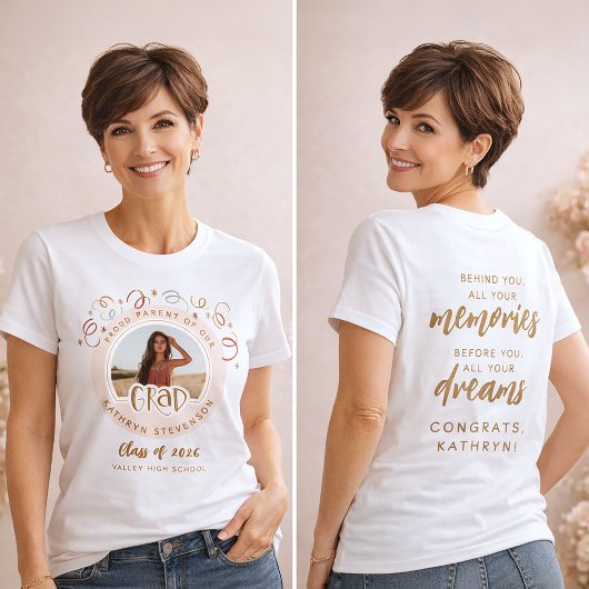 Custom Confetti Photo Proud Parent Class of 2026 Tシャツ