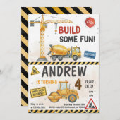 Custom Construction Birthday Invitations 招待状 (正面/裏面)