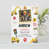 Custom Construction Birthday Party with Image 招待状 (スタンド正面)