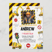 Custom Construction Birthday Party with Image 招待状 (正面/裏面)