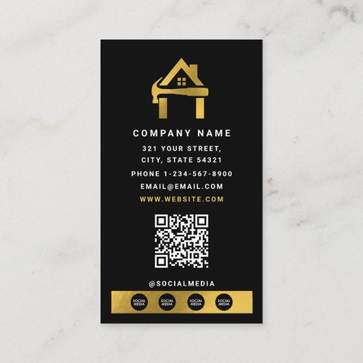 Custom Construction Black Gold Home Building Lux 名刺 (裏面)