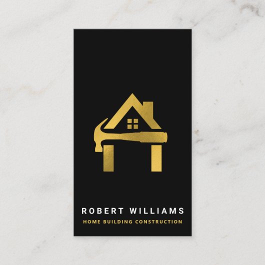 Custom Construction Black Gold Home Building Lux 名刺 (正面)