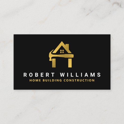 Custom Construction Black Gold Home Building Lux 名刺 (正面)