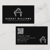 Custom Construction Black Silver Home Building Lux 名刺 (正面/裏面)