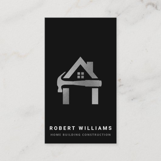 Custom Construction Black Silver Home Building Lux 名刺 (正面)