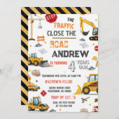 Custom Construction Dump Truck Birthday  招待状 (正面/裏面)