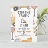 Custom Construction Truck Birthday Invitation Kids 招待状 (スタンド正面)