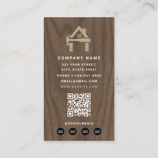 Custom Construction Wood Home Building Lux 名刺 (裏面)