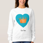 Custom Cool Aesthetic Orange Crown in Blue Heart  スウェットシャツ (正面)