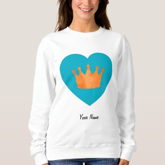 Custom Cool Aesthetic Orange Crown in Blue Heart  スウェットシャツ (正面)