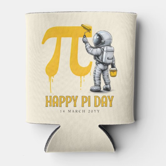 Custom Cool Astronaut Painting Pi Symbol Pi Day 缶クーラー (正面)