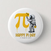 Custom Cool Astronaut Painting Pi Symbol Pi Day 缶バッジ (正面)