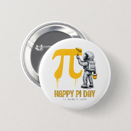 Custom Cool Astronaut Painting Pi Symbol Pi Day 缶バッジ (正面&裏面)