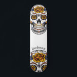 Custom Cool Illustrated Skull Skateboard スケートボード<br><div class="desc">Cool illustrated sugar skull skateboard with roses personalized with your name. A bold in your face vibe for boarding.</div>