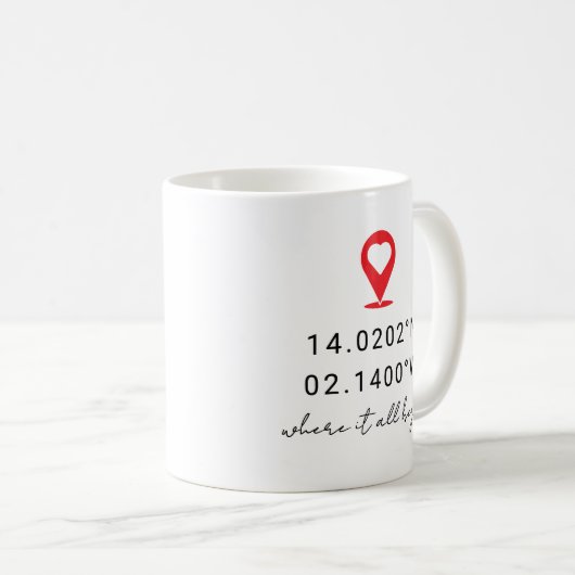 Custom Coordinates Location Valentine's Day Gift コーヒーマグカップ (正面右)