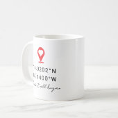 Custom Coordinates Location Valentine's Day Gift コーヒーマグカップ (正面左)