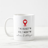 Custom Coordinates Location Valentine's Day Gift コーヒーマグカップ (左)