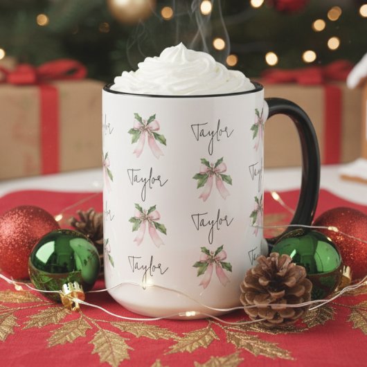 Custom Coquette Christmas Mug Gift for Her or Girl マグカップ
