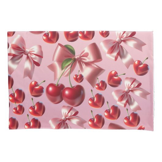 Custom Coquette Heart Bow Pattern  枕カバー (正面)