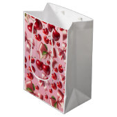 Custom Coquette Heart Bow Pattern Wrapping Paper ミディアムペーパーバッグ (正面アングル)