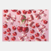 Custom Coquette Heart Bow Pattern Wrapping Paper ラッピングペーパーシート (正面2)